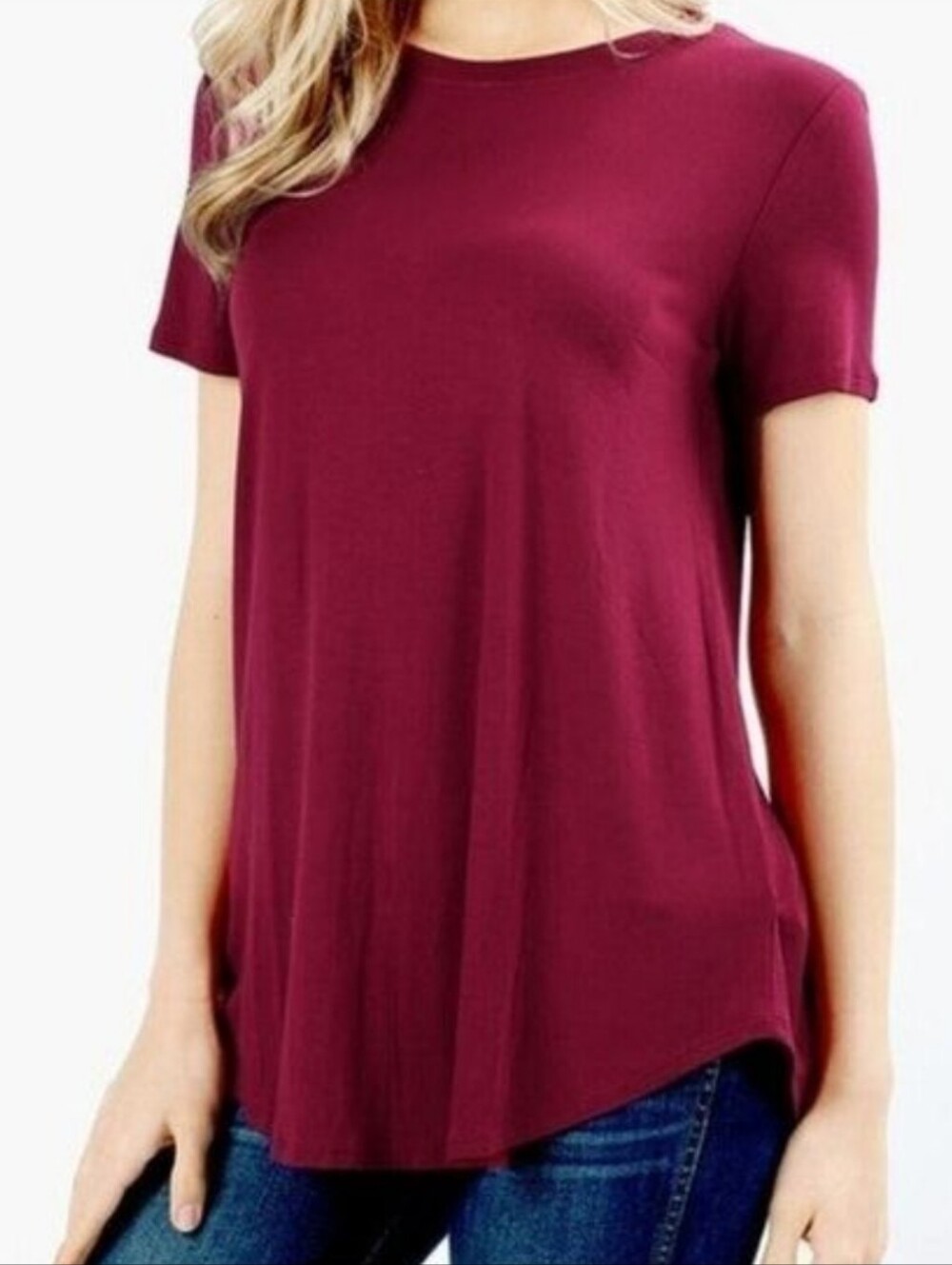 ZENANA Short Sleeve Crew Neck Red Color Top Tunic Size Medium NWT
